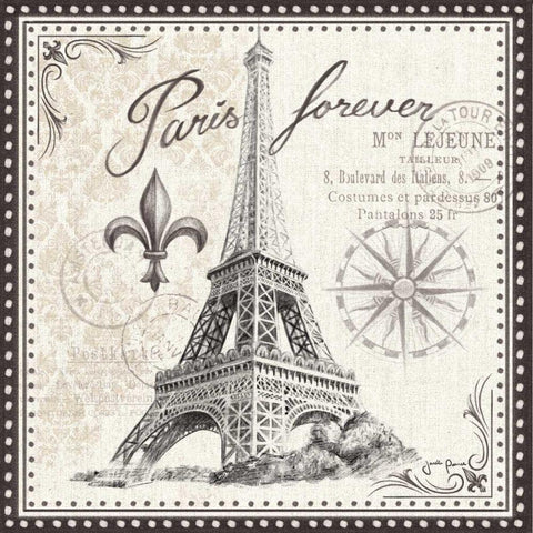 Bonjour Paris III White Modern Wood Framed Art Print with Double Matting by Penner, Janelle