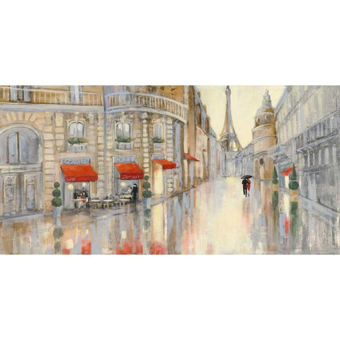 Touring Paris Couple Gold Ornate Wood Framed Art Print with Double Matting by Purinton, Julia