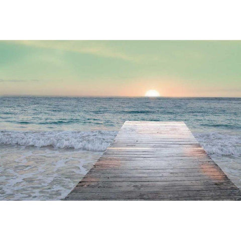 Sunrise Dock White Modern Wood Framed Art Print by Schlabach, Sue