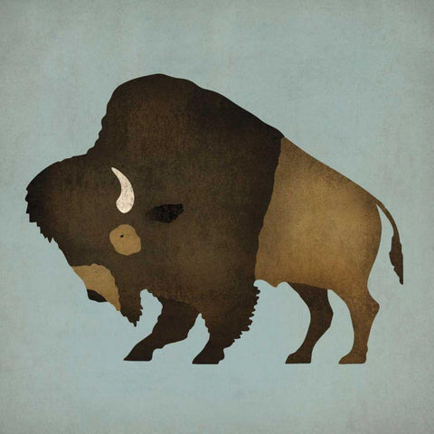 Buffalo Bison II White Modern Wood Framed Art Print by Fowler, Ryan