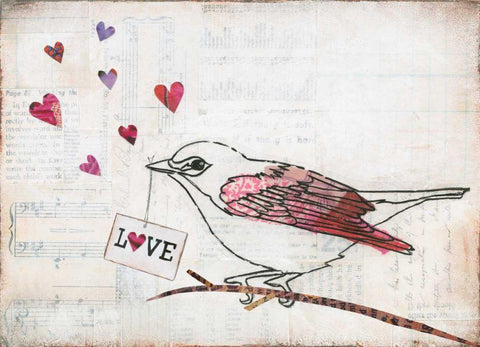 Love Birds II Black Ornate Wood Framed Art Print with Double Matting by Prahl, Courtney