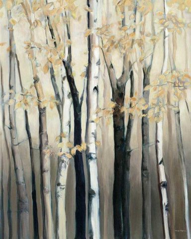 Golden Birch I Black Ornate Wood Framed Art Print with Double Matting by Hageman, Marilyn