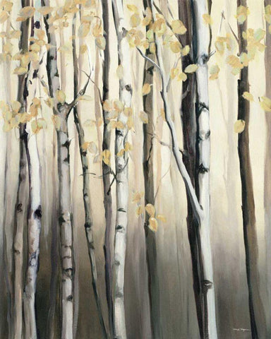 Golden Birch II White Modern Wood Framed Art Print with Double Matting by Hageman, Marilyn
