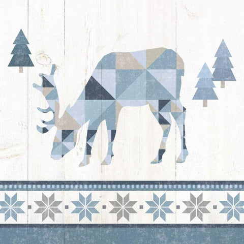 Nordic Geo Lodge Deer II Black Modern Wood Framed Art Print with Double Matting by Wild Apple Portfolio