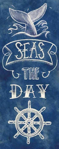 Seas the Day Black Ornate Wood Framed Art Print with Double Matting by Urban, Mary