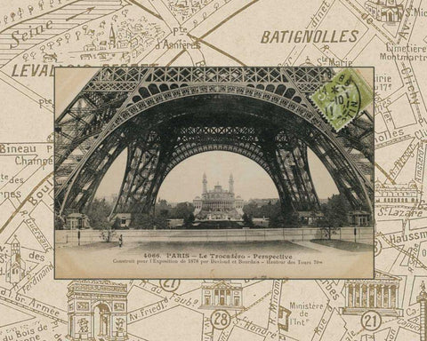 Destination Paris I Black Ornate Wood Framed Art Print with Double Matting by Wild Apple Portfolio