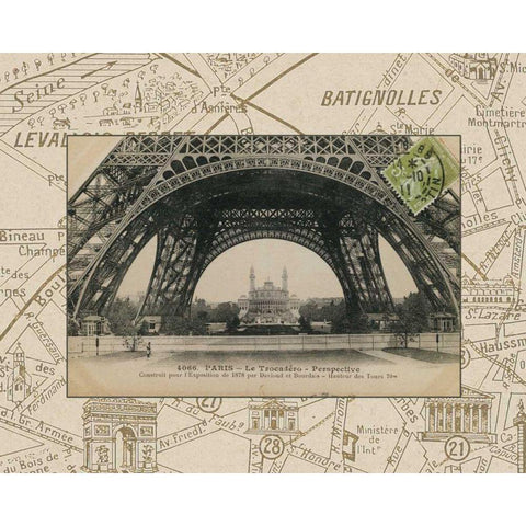 Destination Paris I Black Modern Wood Framed Art Print with Double Matting by Wild Apple Portfolio