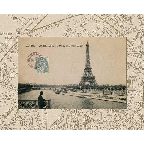 Destination Paris II Gold Ornate Wood Framed Art Print with Double Matting by Wild Apple Portfolio