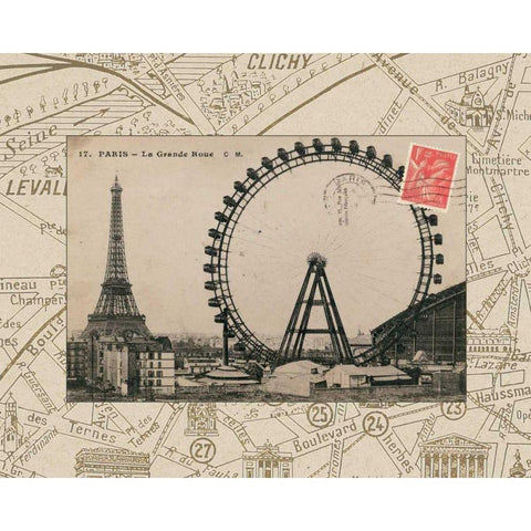 Destination Paris IV Black Modern Wood Framed Art Print with Double Matting by Wild Apple Portfolio