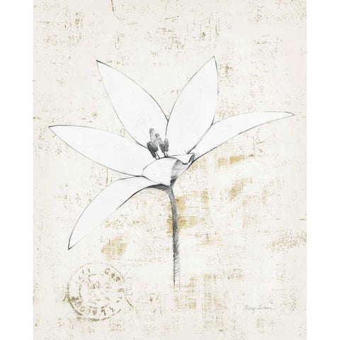 Pencil Floral XII Gold White Modern Wood Framed Art Print by Tillmon, Avery