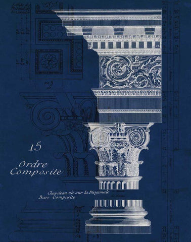 Architectural Rendering I Blueprint Black Ornate Wood Framed Art Print with Double Matting by Wild Apple Portfolio