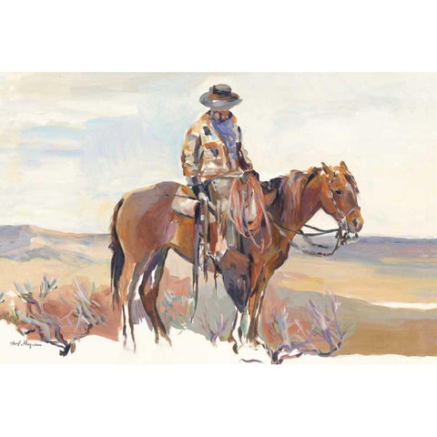 Western Rider White Modern Wood Framed Art Print by Hageman, Marilyn