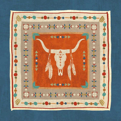 Southwest at Heart Tile I Black Ornate Wood Framed Art Print with Double Matting by Charron, Veronique