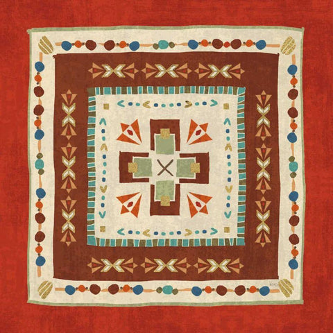 Southwest at Heart Tile VI Gold Ornate Wood Framed Art Print with Double Matting by Charron, Veronique