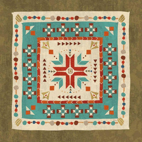 Southwest at Heart Tile VII Black Ornate Wood Framed Art Print with Double Matting by Charron, Veronique