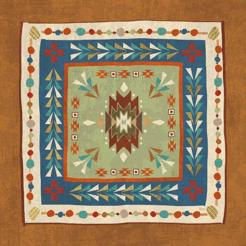 Southwest at Heart Tile VIII Black Ornate Wood Framed Art Print with Double Matting by Charron, Veronique