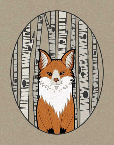 Forest Friends I White Modern Wood Framed Art Print with Double Matting by DeNeige, Elyse