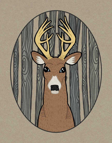 Forest Friends III White Modern Wood Framed Art Print with Double Matting by DeNeige, Elyse