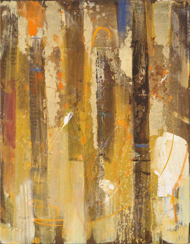Golden Forest I White Modern Wood Framed Art Print with Double Matting by Hristova, Albena