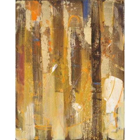 Golden Forest I Black Modern Wood Framed Art Print by Hristova, Albena