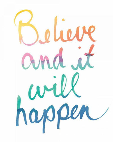 Colorburst I Believe White Black Ornate Wood Framed Art Print with Double Matting by Schick, Mike