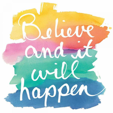 Colorburst I Believe Sq Gold Ornate Wood Framed Art Print with Double Matting by Schick, Mike