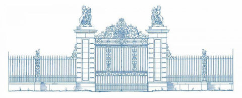 Majestic Gate I Black Ornate Wood Framed Art Print with Double Matting by Wild Apple Portfolio