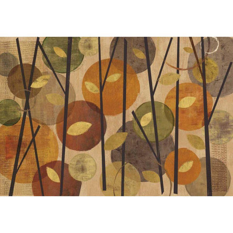 Modern Forest Circles Metallic Black Modern Wood Framed Art Print with Double Matting by Charron, Veronique