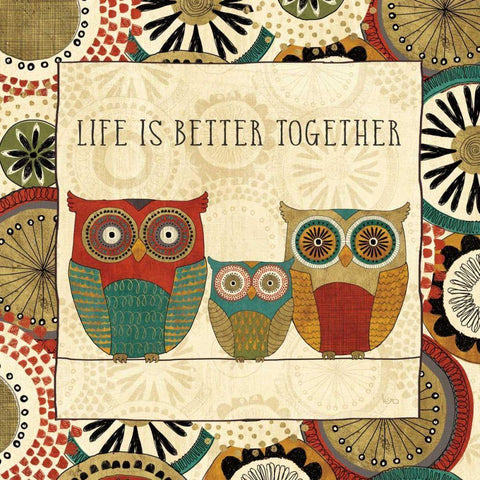 Spice Road Owls III Gold Ornate Wood Framed Art Print with Double Matting by Charron, Veronique