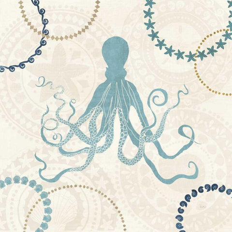 Undersea Blue I Black Ornate Wood Framed Art Print with Double Matting by Charron, Veronique