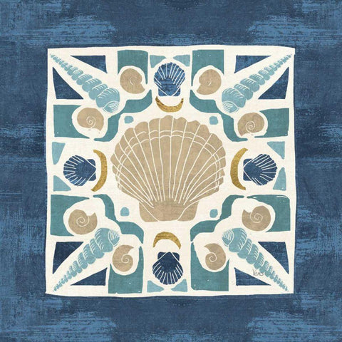 Undersea Blue Tile II Black Modern Wood Framed Art Print by Charron, Veronique