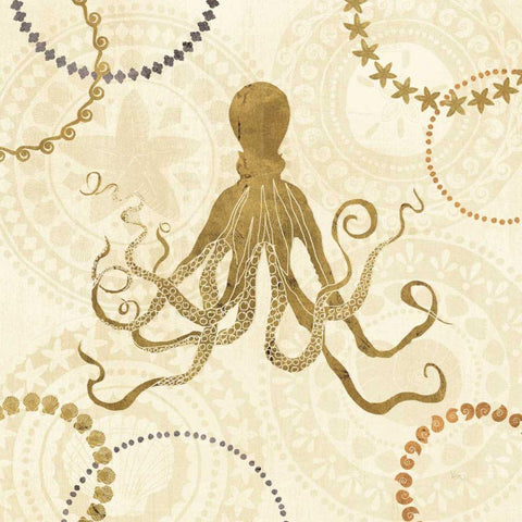 Undersea Gold I Black Modern Wood Framed Art Print by Charron, Veronique