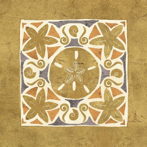 Undersea Gold Tile I White Modern Wood Framed Art Print by Charron, Veronique