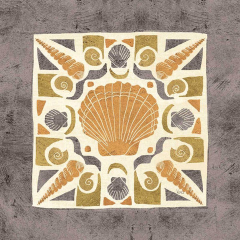 Undersea Gold Tile II Black Modern Wood Framed Art Print with Double Matting by Charron, Veronique