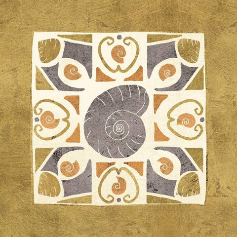 Undersea Gold Tile IV Black Modern Wood Framed Art Print by Charron, Veronique
