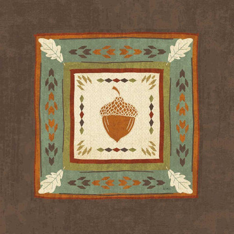 Lodge Resort Tile II Black Ornate Wood Framed Art Print with Double Matting by Charron, Veronique