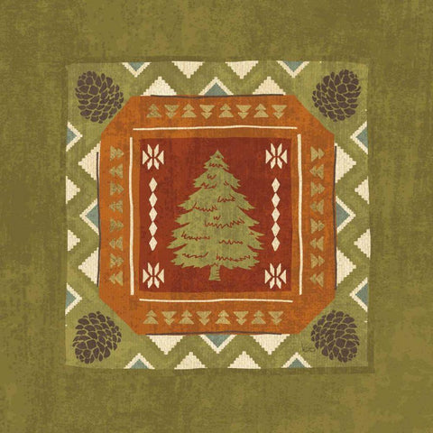 Lodge Resort Tile III Gold Ornate Wood Framed Art Print with Double Matting by Charron, Veronique