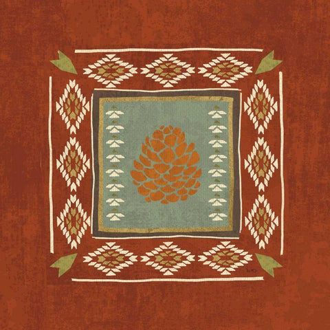 Lodge Resort Tile IV Gold Ornate Wood Framed Art Print with Double Matting by Charron, Veronique