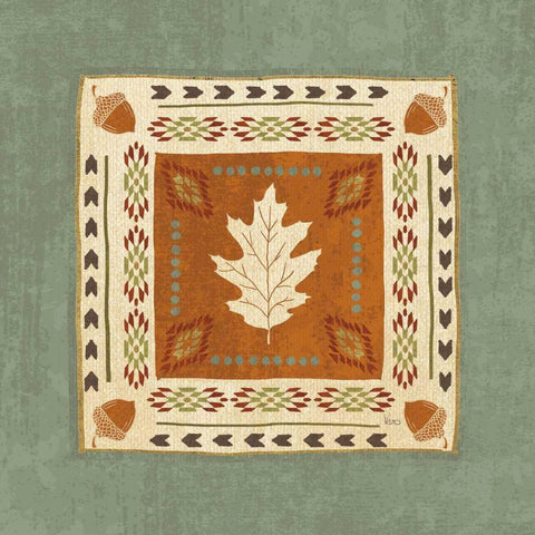 Lodge Resort Tile I Black Ornate Wood Framed Art Print with Double Matting by Charron, Veronique