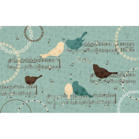 Song Birds III White Modern Wood Framed Art Print by Charron, Veronique