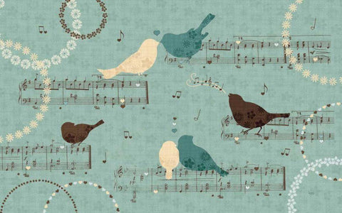 Song Birds III White Modern Wood Framed Art Print with Double Matting by Charron, Veronique