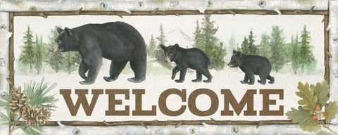 Family Cabin Welcome Black Ornate Wood Framed Art Print with Double Matting by Grove, Beth