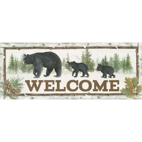 Family Cabin Welcome Gold Ornate Wood Framed Art Print with Double Matting by Grove, Beth
