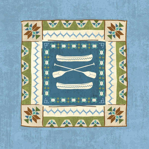 Lake Retreat Tile III Black Ornate Wood Framed Art Print with Double Matting by Charron, Veronique