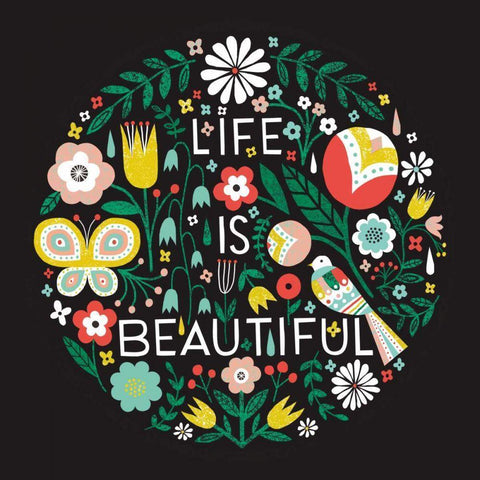 Life is Beautiful Sq Gold Ornate Wood Framed Art Print with Double Matting by Mullan, Michael
