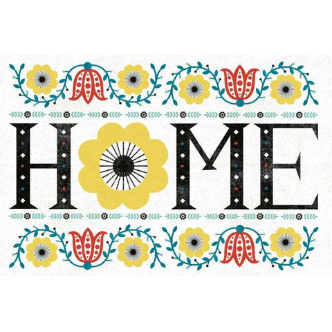 Folk Lodge Home V2 Teal Gold Ornate Wood Framed Art Print with Double Matting by Mullan, Michael
