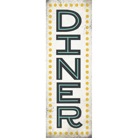 Retro Diner Sign Black Modern Wood Framed Art Print by Mullan, Michael
