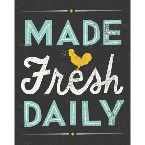 Retro Diner Made Fresh Daily White Modern Wood Framed Art Print by Mullan, Michael