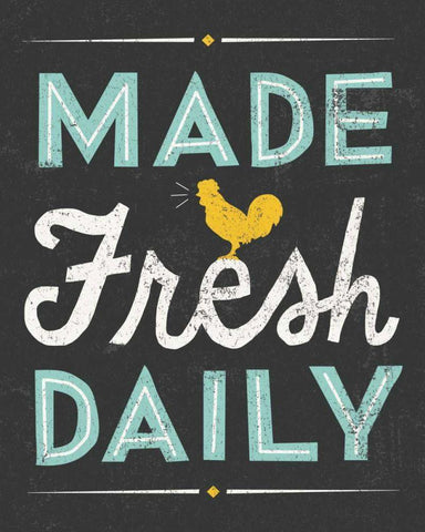 Retro Diner Made Fresh Daily White Modern Wood Framed Art Print with Double Matting by Mullan, Michael