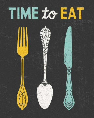 Retro Diner Time to Eat Black Ornate Wood Framed Art Print with Double Matting by Mullan, Michael